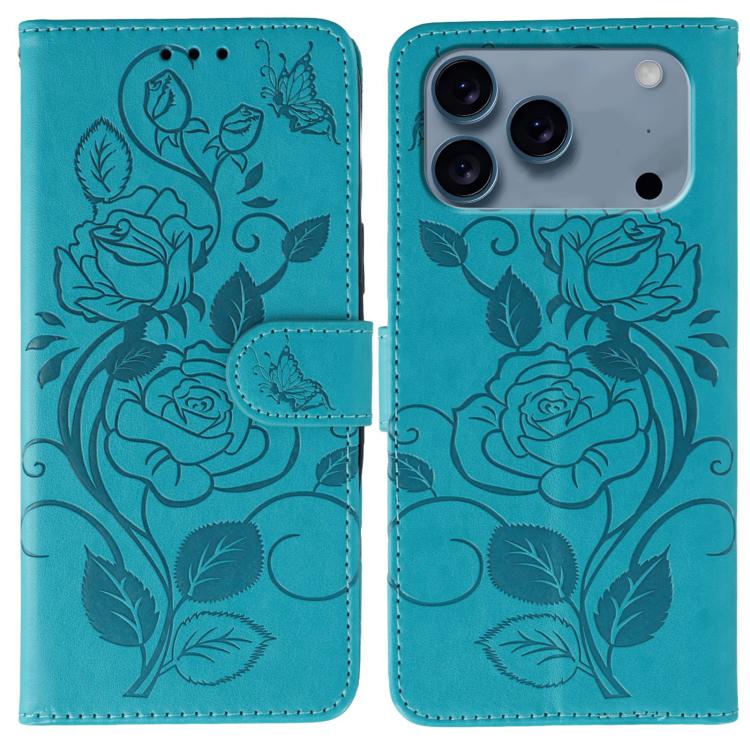 เคสโทรศัพท์หนังปั๊มลายกุหลาบผีเสื้อ สำหรับ iPhone 17e / 16e, สำหรับ iPhone 17 Pro Max, สำหรับ iPhone 17 Pro, สำหรับ iPhone 17, สำหรับ iPhone Air