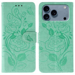 เคสโทรศัพท์หนังปั๊มลายกุหลาบผีเสื้อ สำหรับ iPhone 17e / 16e, สำหรับ iPhone 17 Pro Max, สำหรับ iPhone 17 Pro, สำหรับ iPhone 17, สำหรับ iPhone Air
