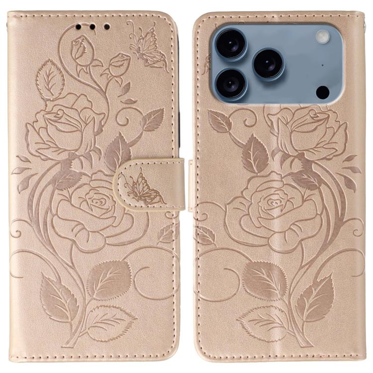 เคสโทรศัพท์หนังปั๊มลายกุหลาบผีเสื้อ สำหรับ iPhone 17e / 16e, สำหรับ iPhone 17 Pro Max, สำหรับ iPhone 17 Pro, สำหรับ iPhone 17, สำหรับ iPhone Air
