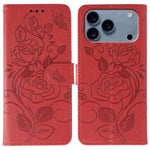เคสโทรศัพท์หนังปั๊มลายกุหลาบผีเสื้อ สำหรับ iPhone 17e / 16e, สำหรับ iPhone 17 Pro Max, สำหรับ iPhone 17 Pro, สำหรับ iPhone 17, สำหรับ iPhone Air