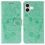 เคสโทรศัพท์หนังปั๊มลายกุหลาบผีเสื้อ สำหรับ iPhone 17e / 16e, สำหรับ iPhone 17 Pro Max, สำหรับ iPhone 17 Pro, สำหรับ iPhone 17, สำหรับ iPhone Air