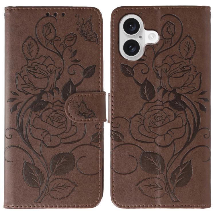 เคสโทรศัพท์หนังปั๊มลายกุหลาบผีเสื้อ สำหรับ iPhone 17e / 16e, สำหรับ iPhone 17 Pro Max, สำหรับ iPhone 17 Pro, สำหรับ iPhone 17, สำหรับ iPhone Air