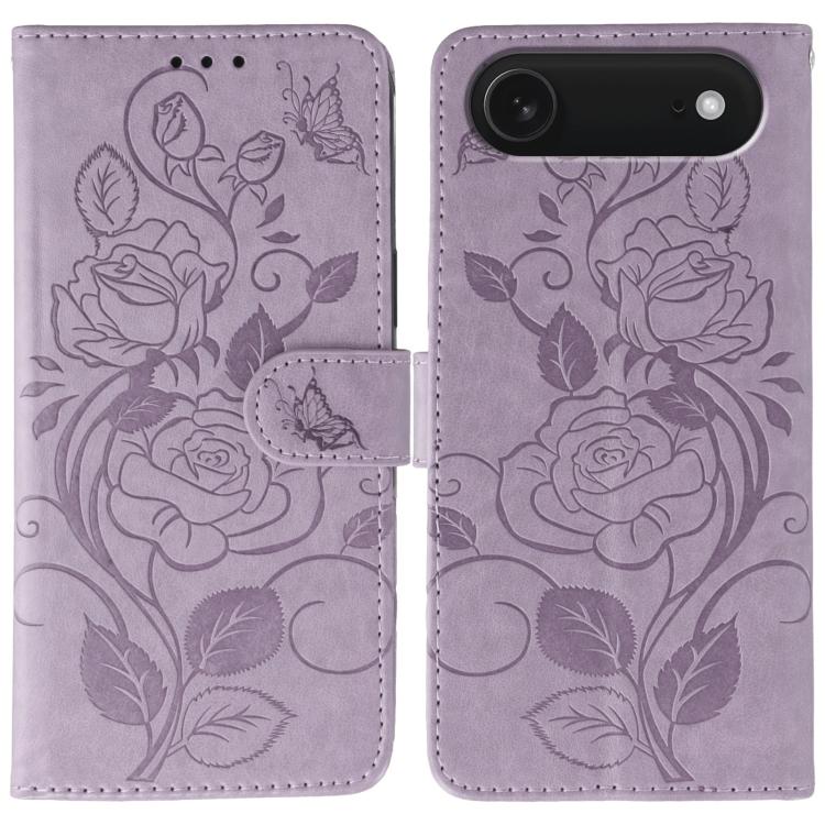 เคสโทรศัพท์หนังปั๊มลายกุหลาบผีเสื้อ สำหรับ iPhone 17e / 16e, สำหรับ iPhone 17 Pro Max, สำหรับ iPhone 17 Pro, สำหรับ iPhone 17, สำหรับ iPhone Air