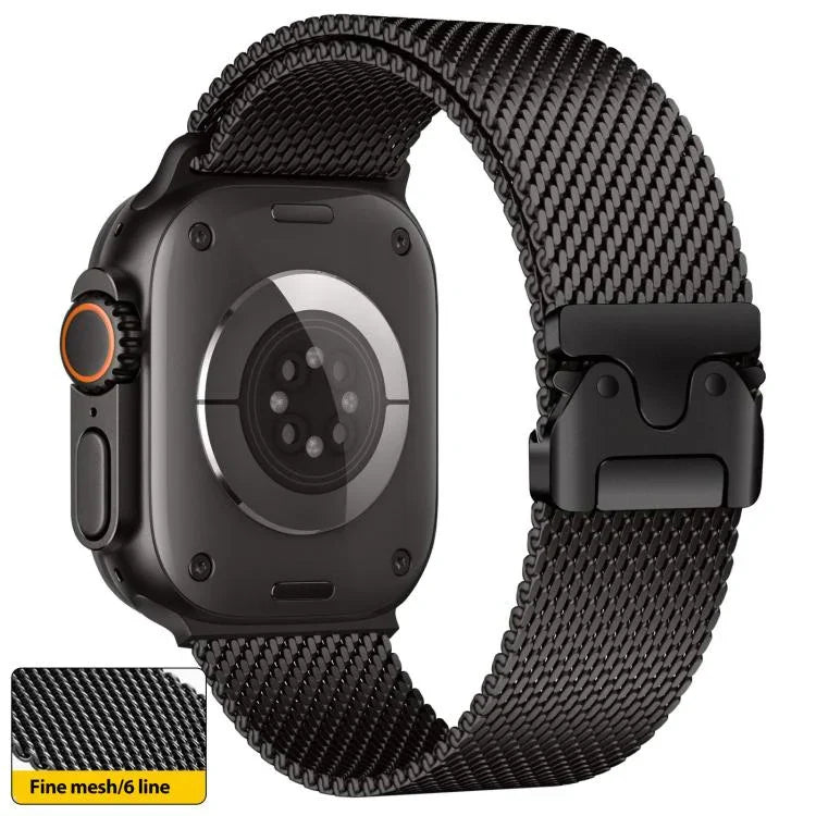 สายรัดนาฬิกาสแตนเลสตาข่ายละเอียด Milanese หัวเข็มขัดร่ม xDfind สำหรับ Apple Watch 46mm / 49mm / 45mm / 44mm ตาข่ายละเอียด, สำหรับ Apple Watch 42mm / 41mm / 40mm / 38mm ตาข่ายละเอียด