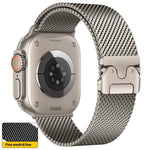 สายรัดนาฬิกาสแตนเลสตาข่ายละเอียด Milanese หัวเข็มขัดร่ม xDfind สำหรับ Apple Watch 46mm / 49mm / 45mm / 44mm ตาข่ายละเอียด, สำหรับ Apple Watch 42mm / 41mm / 40mm / 38mm ตาข่ายละเอียด