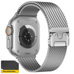 สายรัดนาฬิกาสแตนเลสตาข่ายละเอียด Milanese หัวเข็มขัดร่ม xDfind สำหรับ Apple Watch 46mm / 49mm / 45mm / 44mm ตาข่ายละเอียด, สำหรับ Apple Watch 42mm / 41mm / 40mm / 38mm ตาข่ายละเอียด
