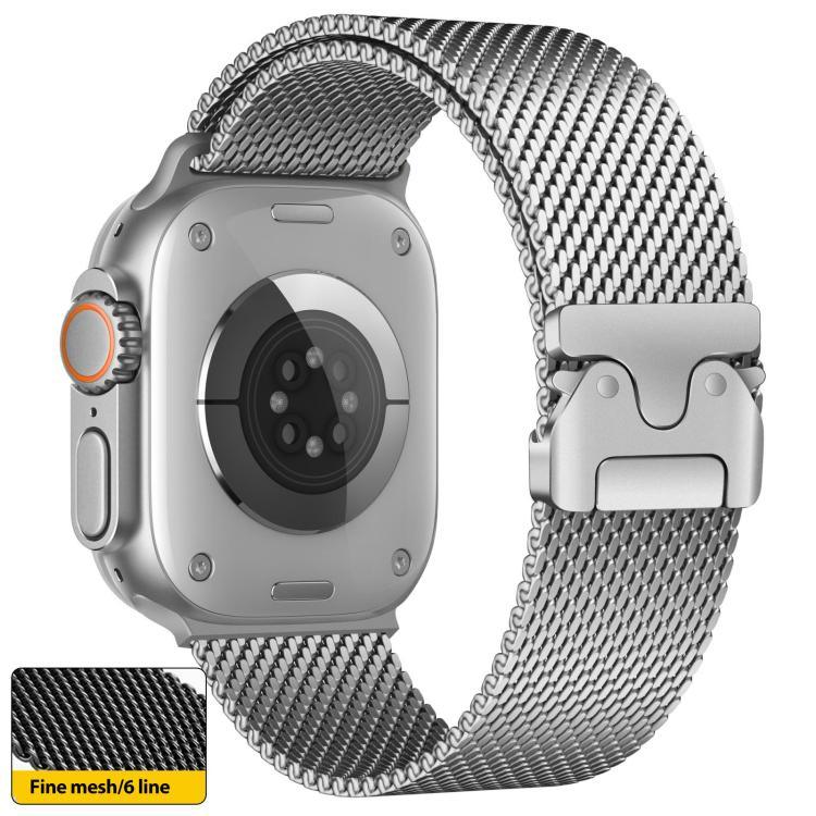 สายรัดนาฬิกาสแตนเลสตาข่ายละเอียด Milanese หัวเข็มขัดร่ม xDfind สำหรับ Apple Watch 46mm / 49mm / 45mm / 44mm ตาข่ายละเอียด, สำหรับ Apple Watch 42mm / 41mm / 40mm / 38mm ตาข่ายละเอียด