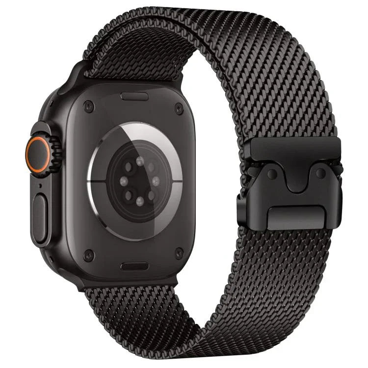 สายรัดนาฬิกาสแตนเลสตาข่ายละเอียด Milanese หัวเข็มขัดร่ม xDfind สำหรับ Apple Watch 46mm / 49mm / 45mm / 44mm ตาข่ายละเอียด, สำหรับ Apple Watch 42mm / 41mm / 40mm / 38mm ตาข่ายละเอียด