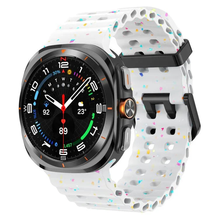 สายรัดนาฬิกาซิลิโคนจุดสีสันสดใสหัวเข็มขัดคู่ สำหรับ Samsung Galaxy Watch Ultra 47mm / Ultra 2025