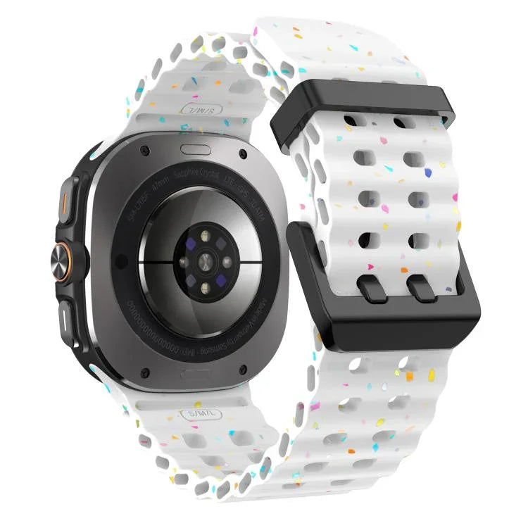 สายรัดนาฬิกาซิลิโคนจุดสีสันสดใสหัวเข็มขัดคู่ สำหรับ Samsung Galaxy Watch Ultra 47mm / Ultra 2025