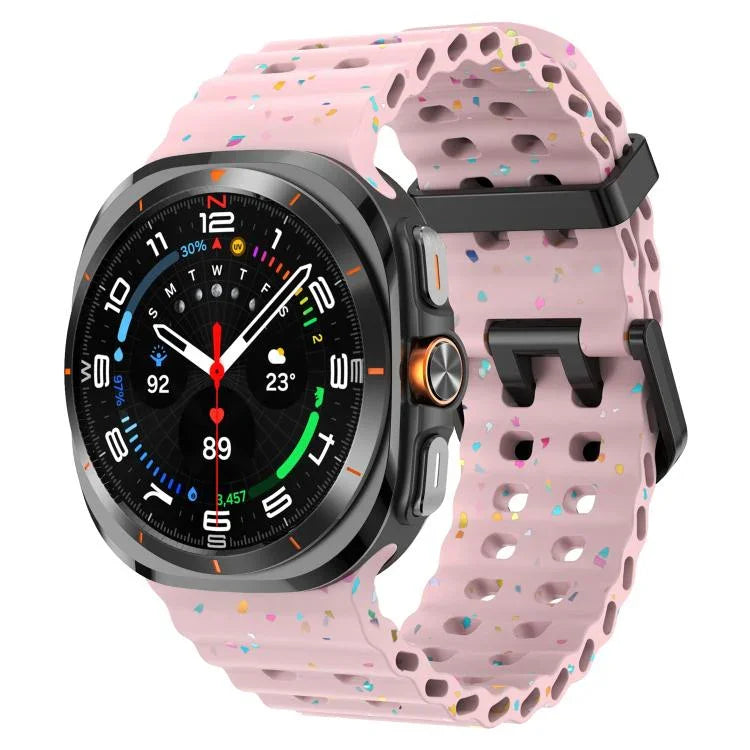 สายรัดนาฬิกาซิลิโคนจุดสีสันสดใสหัวเข็มขัดคู่ สำหรับ Samsung Galaxy Watch Ultra 47mm / Ultra 2025