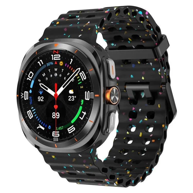 สายรัดนาฬิกาซิลิโคนจุดสีสันสดใสหัวเข็มขัดคู่ สำหรับ Samsung Galaxy Watch Ultra 47mm / Ultra 2025