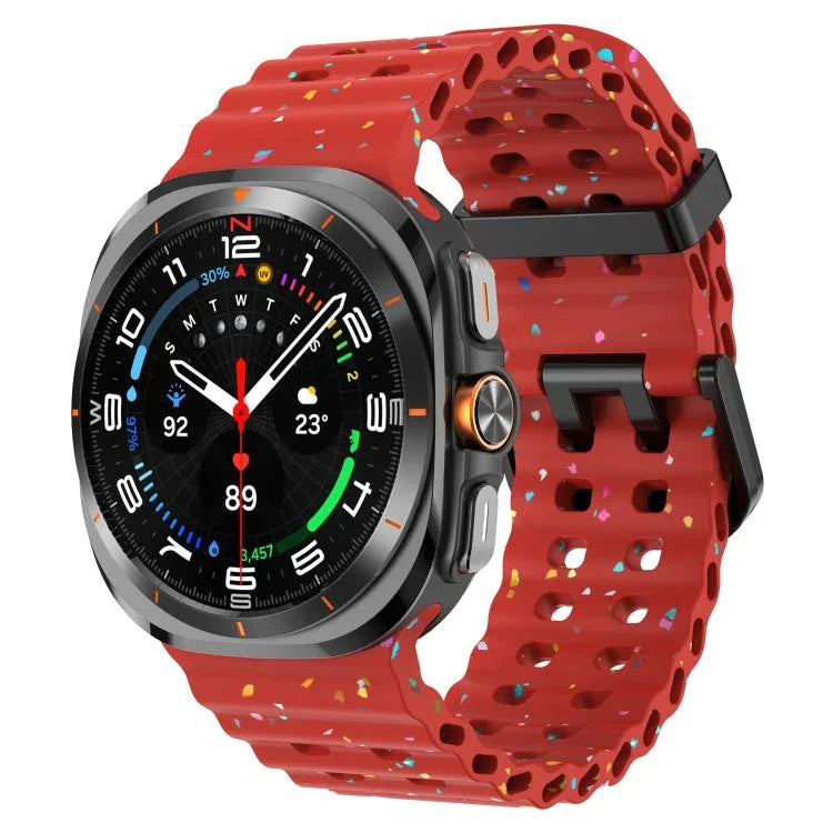 สายรัดนาฬิกาซิลิโคนจุดสีสันสดใสหัวเข็มขัดคู่ สำหรับ Samsung Galaxy Watch Ultra 47mm / Ultra 2025