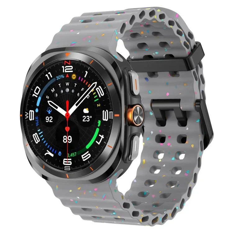 สายรัดนาฬิกาซิลิโคนจุดสีสันสดใสหัวเข็มขัดคู่ สำหรับ Samsung Galaxy Watch Ultra 47mm / Ultra 2025