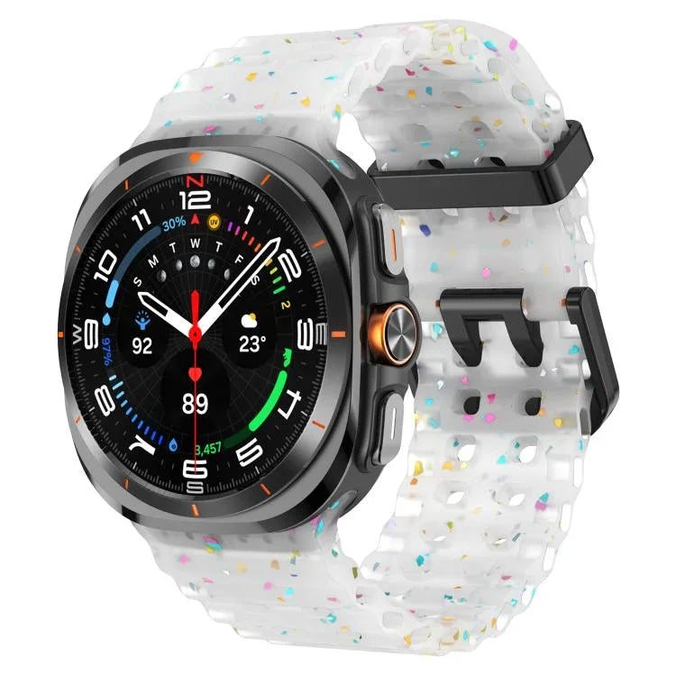 สายรัดนาฬิกาซิลิโคนจุดสีสันสดใสหัวเข็มขัดคู่ สำหรับ Samsung Galaxy Watch Ultra 47mm / Ultra 2025
