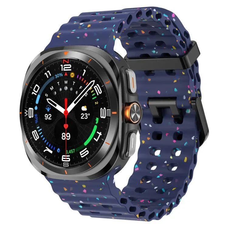 สายรัดนาฬิกาซิลิโคนจุดสีสันสดใสหัวเข็มขัดคู่ สำหรับ Samsung Galaxy Watch Ultra 47mm / Ultra 2025