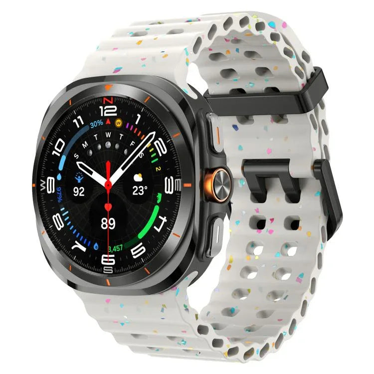 สายรัดนาฬิกาซิลิโคนจุดสีสันสดใสหัวเข็มขัดคู่ สำหรับ Samsung Galaxy Watch Ultra 47mm / Ultra 2025