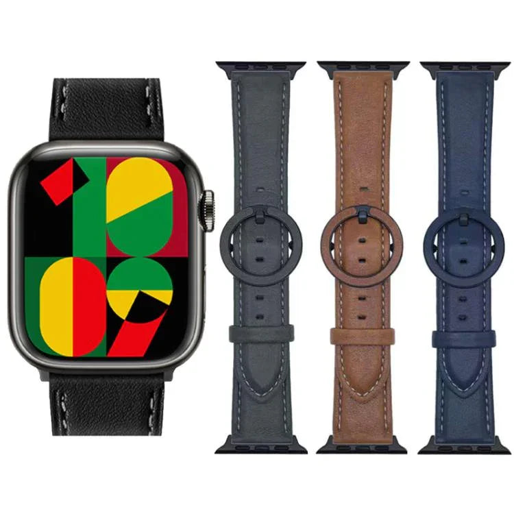 สายรัดนาฬิกาหนังหัวเข็มขัดกลม xDfind สำหรับ Apple Watch 46mm / 49mm / 45mm / 44mm, สำหรับ Apple Watch 42mm / 41mm / 40mm / 38mm