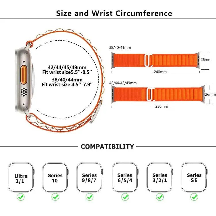 สายรัดนาฬิกาไนลอนแบบห่วง Aline xDfind สำหรับ Apple Watch 46mm / 49mm / 45mm / 44mm, สำหรับ Apple Watch 42mm / 41mm / 40mm / 38mm