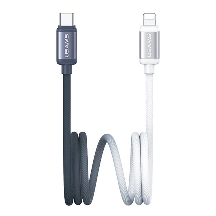 สายชาร์จข้อมูล USAMS SJ757 30W Type-C ถึง 8 Pin อะลูมิเนียมอัลลอยด์สองสี ชาร์จเร็ว, Type-C ถึง 8 Pin