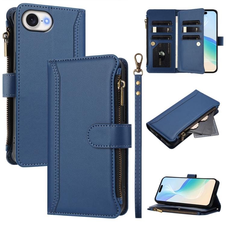 เคสหนังซิปพร้อมสายคล้องมือและช่องใส่บัตร 9 ช่องแบบปิดด้วยแม่เหล็ก สำหรับ iPhone 17e / 16e, สำหรับ iPhone 17 Pro Max, สำหรับ iPhone 17 Pro, สำหรับ iPhone 17, สำหรับ iPhone Air, สำหรับ iPhone 16 Pro Max, สำหรับ iPhone 16 Pro, สำหรับ iPhone 16 Plus