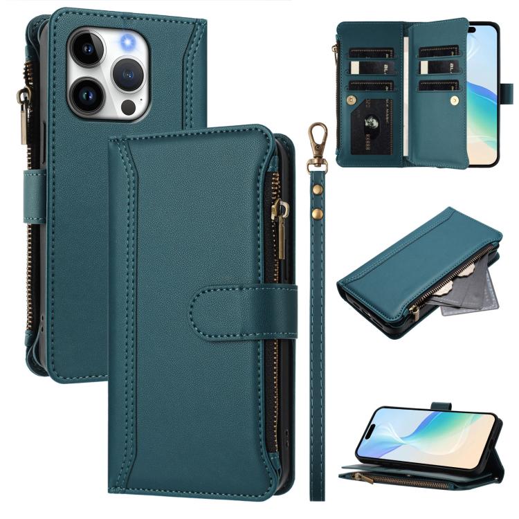 เคสหนังซิปพร้อมสายคล้องมือและช่องใส่บัตร 9 ช่องแบบปิดด้วยแม่เหล็ก สำหรับ iPhone 17e / 16e, สำหรับ iPhone 17 Pro Max, สำหรับ iPhone 17 Pro, สำหรับ iPhone 17, สำหรับ iPhone Air, สำหรับ iPhone 16 Pro Max, สำหรับ iPhone 16 Pro, สำหรับ iPhone 16 Plus