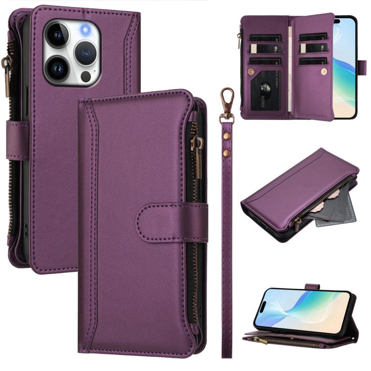 เคสหนังซิปพร้อมสายคล้องมือและช่องใส่บัตร 9 ช่องแบบปิดด้วยแม่เหล็ก สำหรับ iPhone 17e / 16e, สำหรับ iPhone 17 Pro Max, สำหรับ iPhone 17 Pro, สำหรับ iPhone 17, สำหรับ iPhone Air, สำหรับ iPhone 16 Pro Max, สำหรับ iPhone 16 Pro, สำหรับ iPhone 16 Plus