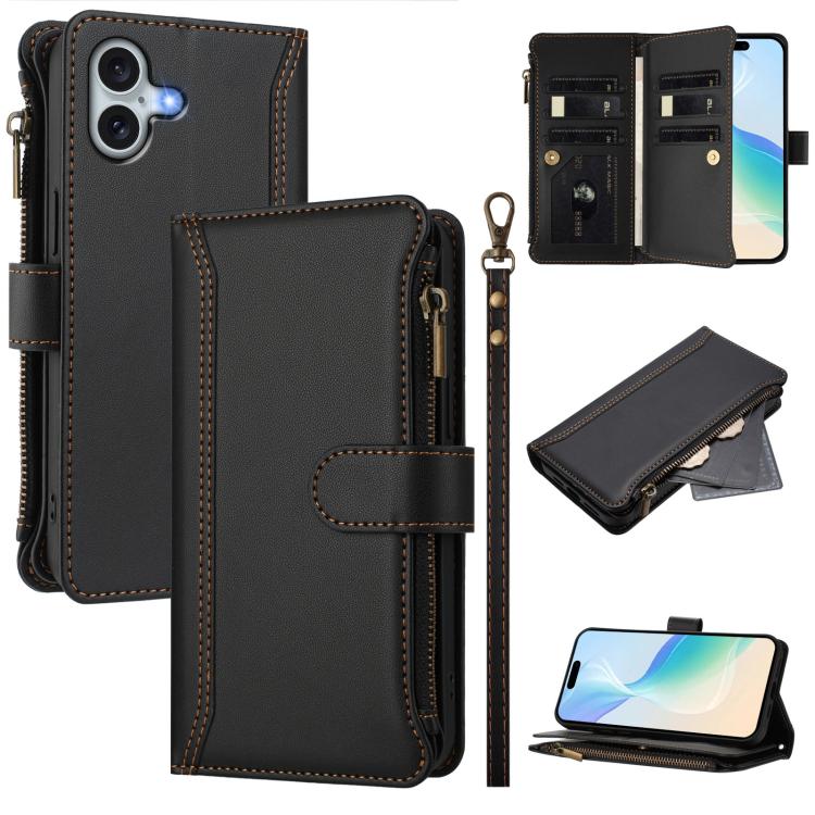 เคสหนังซิปพร้อมสายคล้องมือและช่องใส่บัตร 9 ช่องแบบปิดด้วยแม่เหล็ก สำหรับ iPhone 17e / 16e, สำหรับ iPhone 17 Pro Max, สำหรับ iPhone 17 Pro, สำหรับ iPhone 17, สำหรับ iPhone Air, สำหรับ iPhone 16 Pro Max, สำหรับ iPhone 16 Pro, สำหรับ iPhone 16 Plus