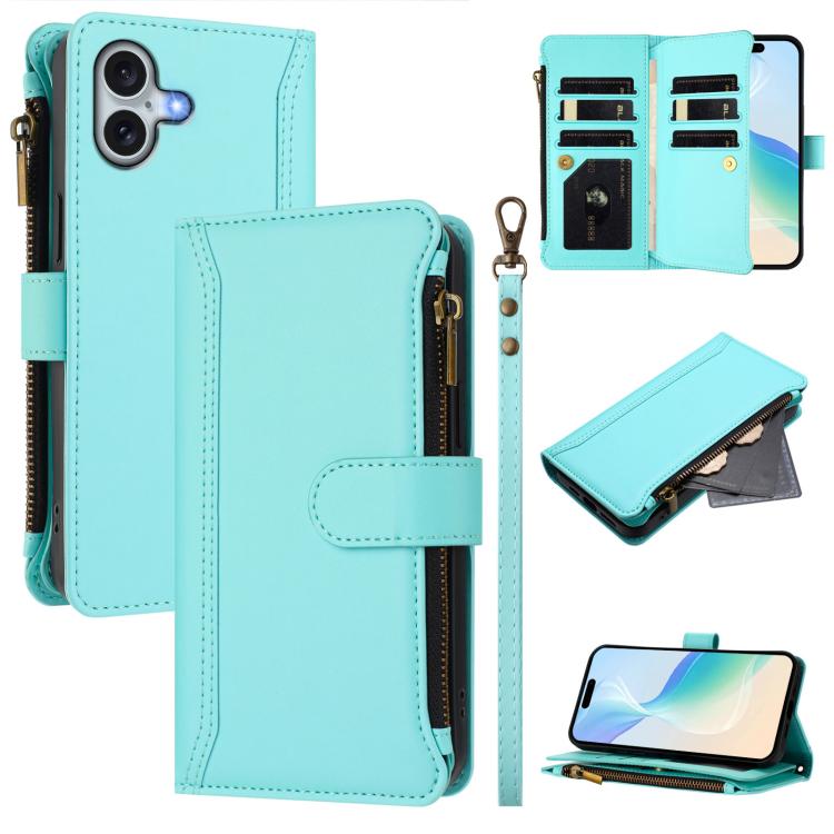 เคสหนังซิปพร้อมสายคล้องมือและช่องใส่บัตร 9 ช่องแบบปิดด้วยแม่เหล็ก สำหรับ iPhone 17e / 16e, สำหรับ iPhone 17 Pro Max, สำหรับ iPhone 17 Pro, สำหรับ iPhone 17, สำหรับ iPhone Air, สำหรับ iPhone 16 Pro Max, สำหรับ iPhone 16 Pro, สำหรับ iPhone 16 Plus