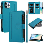 เคสหนังซิปพร้อมช่องใส่บัตร 9 ช่องและสายคล้องมือปิดด้วยแม่เหล็ก สำหรับ iPhone 11 Pro Max, สำหรับ iPhone 11, สำหรับ iPhone 11 Pro, สำหรับ iPhone XS / X, สำหรับ iPhone XR, สำหรับ iPhone XS Max, สำหรับ iPhone 8 Plus / 7 Plus