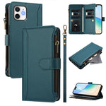 เคสหนังซิปพร้อมช่องใส่บัตร 9 ช่องและสายคล้องมือปิดด้วยแม่เหล็ก สำหรับ iPhone 11 Pro Max, สำหรับ iPhone 11, สำหรับ iPhone 11 Pro, สำหรับ iPhone XS / X, สำหรับ iPhone XR, สำหรับ iPhone XS Max, สำหรับ iPhone 8 Plus / 7 Plus