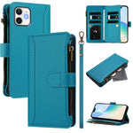 เคสหนังซิปพร้อมช่องใส่บัตร 9 ช่องและสายคล้องมือปิดด้วยแม่เหล็ก สำหรับ iPhone 11 Pro Max, สำหรับ iPhone 11, สำหรับ iPhone 11 Pro, สำหรับ iPhone XS / X, สำหรับ iPhone XR, สำหรับ iPhone XS Max, สำหรับ iPhone 8 Plus / 7 Plus