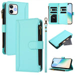 เคสหนังซิปพร้อมช่องใส่บัตร 9 ช่องและสายคล้องมือปิดด้วยแม่เหล็ก สำหรับ iPhone 11 Pro Max, สำหรับ iPhone 11, สำหรับ iPhone 11 Pro, สำหรับ iPhone XS / X, สำหรับ iPhone XR, สำหรับ iPhone XS Max, สำหรับ iPhone 8 Plus / 7 Plus