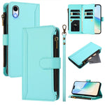 เคสหนังซิปพร้อมช่องใส่บัตร 9 ช่องและสายคล้องมือปิดด้วยแม่เหล็ก สำหรับ iPhone 11 Pro Max, สำหรับ iPhone 11, สำหรับ iPhone 11 Pro, สำหรับ iPhone XS / X, สำหรับ iPhone XR, สำหรับ iPhone XS Max, สำหรับ iPhone 8 Plus / 7 Plus
