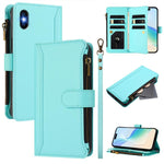 เคสหนังซิปพร้อมช่องใส่บัตร 9 ช่องและสายคล้องมือปิดด้วยแม่เหล็ก สำหรับ iPhone 11 Pro Max, สำหรับ iPhone 11, สำหรับ iPhone 11 Pro, สำหรับ iPhone XS / X, สำหรับ iPhone XR, สำหรับ iPhone XS Max, สำหรับ iPhone 8 Plus / 7 Plus
