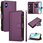 เคสหนังซิปพร้อมช่องใส่บัตร 9 ช่องและสายคล้องมือปิดด้วยแม่เหล็ก สำหรับ iPhone 11 Pro Max, สำหรับ iPhone 11, สำหรับ iPhone 11 Pro, สำหรับ iPhone XS / X, สำหรับ iPhone XR, สำหรับ iPhone XS Max, สำหรับ iPhone 8 Plus / 7 Plus