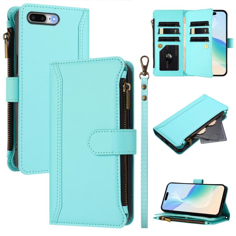 เคสหนังซิปพร้อมช่องใส่บัตร 9 ช่องและสายคล้องมือปิดด้วยแม่เหล็ก สำหรับ iPhone 11 Pro Max, สำหรับ iPhone 11, สำหรับ iPhone 11 Pro, สำหรับ iPhone XS / X, สำหรับ iPhone XR, สำหรับ iPhone XS Max, สำหรับ iPhone 8 Plus / 7 Plus