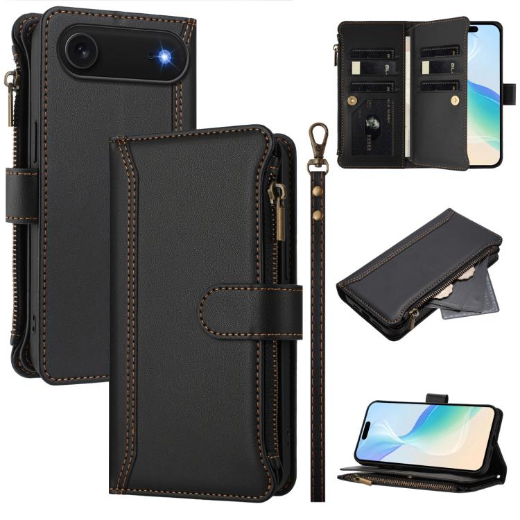 เคสหนังซิปพร้อมสายคล้องมือและช่องใส่บัตร 9 ช่องแบบปิดด้วยแม่เหล็ก สำหรับ iPhone 17e / 16e, สำหรับ iPhone 17 Pro Max, สำหรับ iPhone 17 Pro, สำหรับ iPhone 17, สำหรับ iPhone Air, สำหรับ iPhone 16 Pro Max, สำหรับ iPhone 16 Pro, สำหรับ iPhone 16 Plus