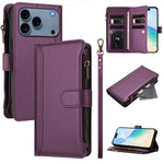 เคสหนังซิปพร้อมสายคล้องมือและช่องใส่บัตร 9 ช่องแบบปิดด้วยแม่เหล็ก สำหรับ iPhone 17e / 16e, สำหรับ iPhone 17 Pro Max, สำหรับ iPhone 17 Pro, สำหรับ iPhone 17, สำหรับ iPhone Air, สำหรับ iPhone 16 Pro Max, สำหรับ iPhone 16 Pro, สำหรับ iPhone 16 Plus