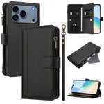 เคสหนังซิปพร้อมสายคล้องมือและช่องใส่บัตร 9 ช่องแบบปิดด้วยแม่เหล็ก สำหรับ iPhone 17e / 16e, สำหรับ iPhone 17 Pro Max, สำหรับ iPhone 17 Pro, สำหรับ iPhone 17, สำหรับ iPhone Air, สำหรับ iPhone 16 Pro Max, สำหรับ iPhone 16 Pro, สำหรับ iPhone 16 Plus