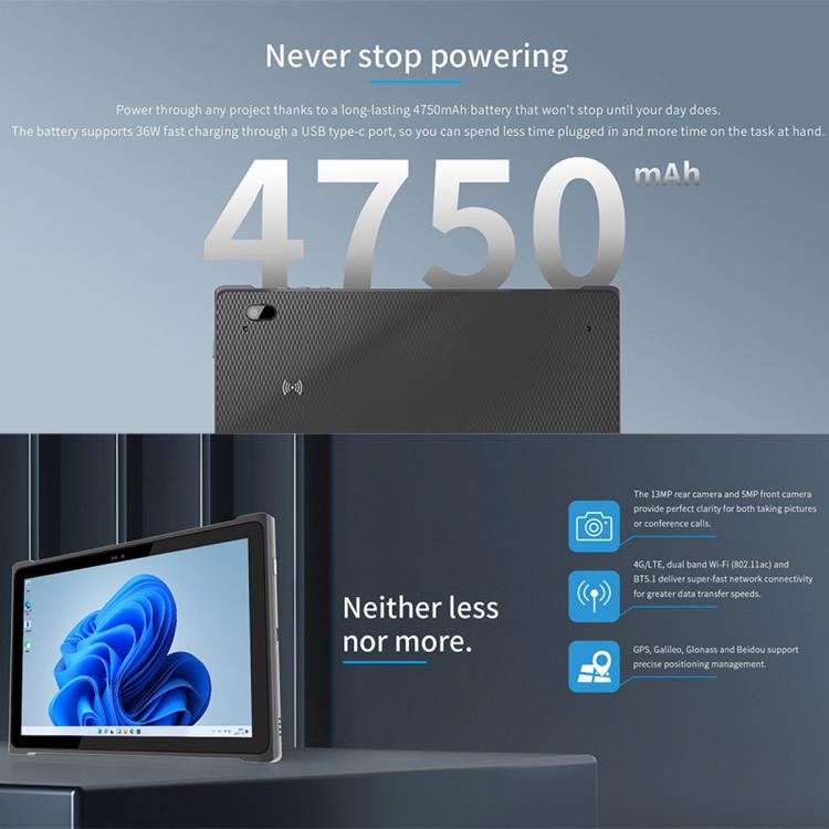 QCOM W1019 แท็บเล็ต Windows 11 Pro, 8GB+128GB, 10.1 นิ้ว Qualcomm SC7180 Kryo 468 8C8T Octa Core, เครือข่าย: 4G, OTG, ปลั๊ก EU, ปลั๊ก US, ปลั๊ก UK, ปลั๊ก AU