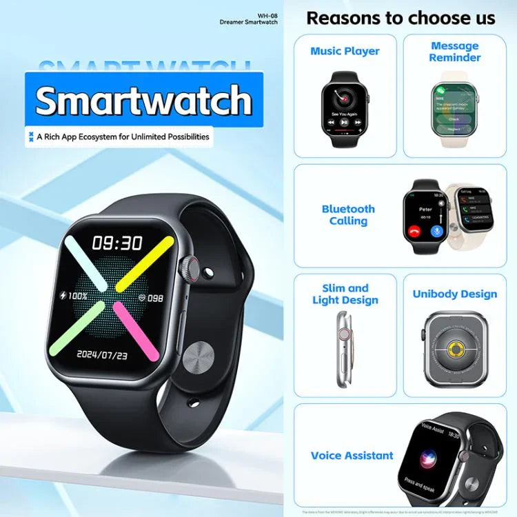 นาฬิกาอัจฉริยะ WK WH-08 Dreamer S, หน้าจอ 2.01 นิ้ว, รองรับการโทร BT