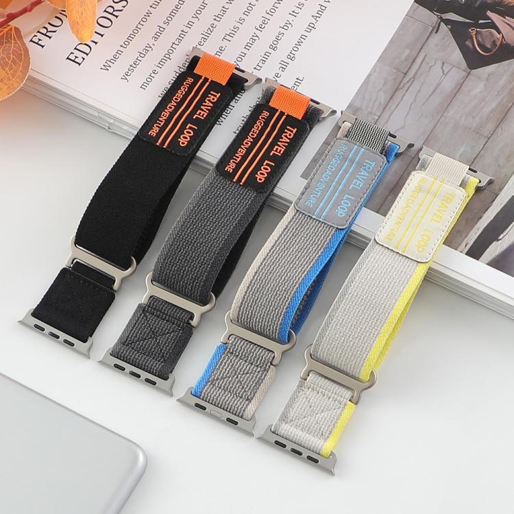 สายรัดนาฬิกาไนลอนถักแบบห่วงหัวเข็มขัดโลหะสองชั้น xDfind สำหรับ Apple Watch ขนาด 46 มม. / 49 มม. / 45 มม. / 44 มม. และ 42 มม. / 41 มม. / 40 มม. / 38 มม.