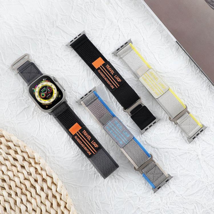 สายรัดนาฬิกาไนลอนถักแบบห่วงหัวเข็มขัดโลหะสองชั้น xDfind สำหรับ Apple Watch ขนาด 46 มม. / 49 มม. / 45 มม. / 44 มม. และ 42 มม. / 41 มม. / 40 มม. / 38 มม.