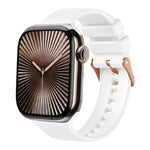 สายรัดนาฬิกาซิลิโคนสีพื้นทองกุหลาบ พร้อมหัวเข็มขัด สำหรับ Apple Watch ขนาด 42 มม. / 41 มม. / 40 มม. / 38 มม.