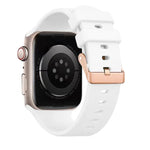 สายรัดนาฬิกาซิลิโคนสีพื้นทองกุหลาบ พร้อมหัวเข็มขัด สำหรับ Apple Watch ขนาด 42 มม. / 41 มม. / 40 มม. / 38 มม.