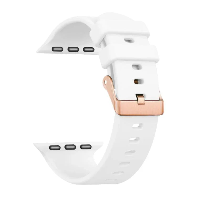 สายรัดนาฬิกาซิลิโคนสีพื้นทองกุหลาบ พร้อมหัวเข็มขัด สำหรับ Apple Watch ขนาด 42 มม. / 41 มม. / 40 มม. / 38 มม.