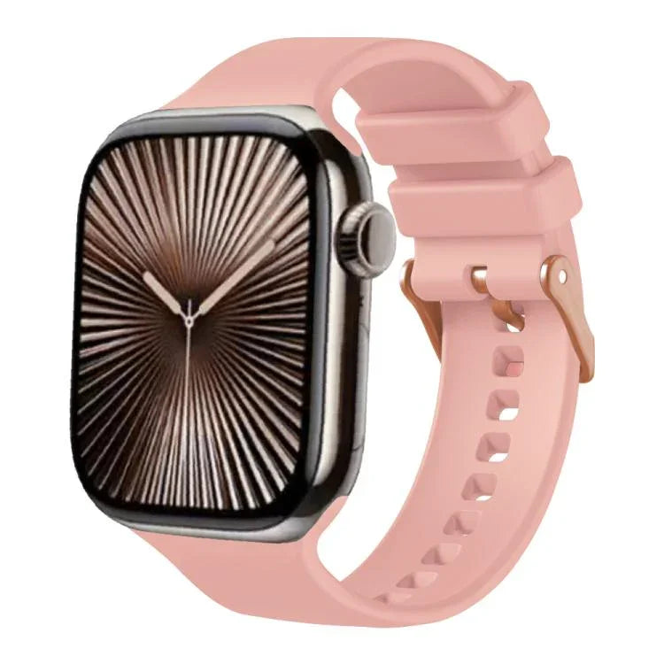 สายรัดนาฬิกาซิลิโคนสีพื้นทองกุหลาบ พร้อมหัวเข็มขัด สำหรับ Apple Watch ขนาด 42 มม. / 41 มม. / 40 มม. / 38 มม.