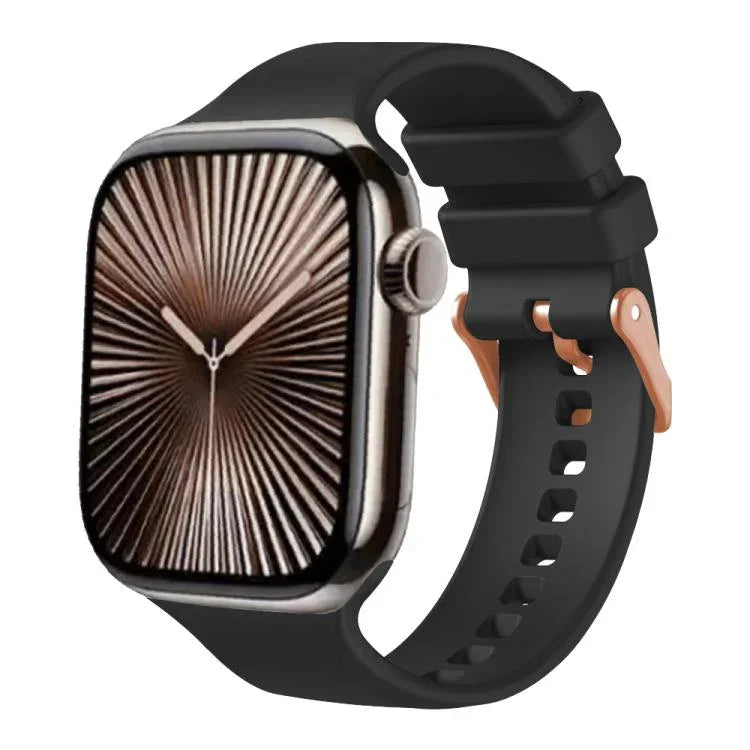 สายรัดนาฬิกาซิลิโคนสีพื้นทองกุหลาบ พร้อมหัวเข็มขัด สำหรับ Apple Watch ขนาด 42 มม. / 41 มม. / 40 มม. / 38 มม.