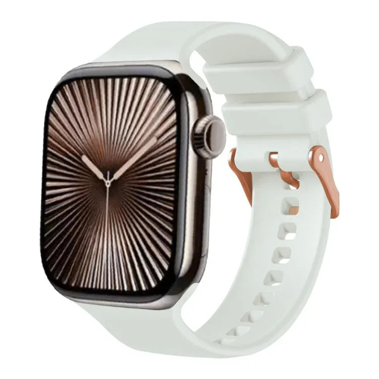 สายรัดนาฬิกาซิลิโคนสีพื้นทองกุหลาบ พร้อมหัวเข็มขัด สำหรับ Apple Watch ขนาด 42 มม. / 41 มม. / 40 มม. / 38 มม.
